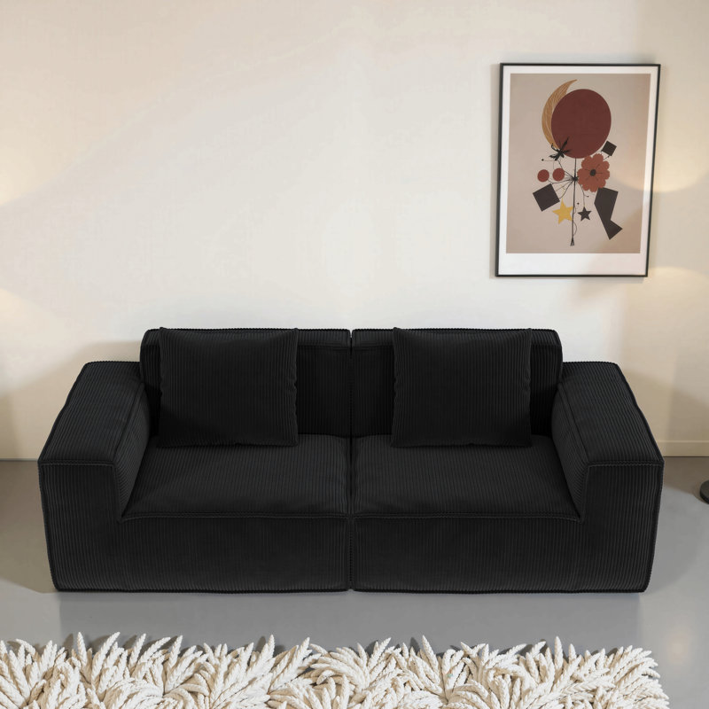 Modular Sectional Sofa Free Conversion Sofa Set Flexible Configuration, 2, 28.3" H x 86.6" W x 39.4" D, Black