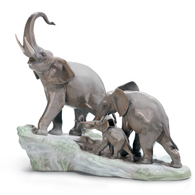 Elephants Walking Figurine