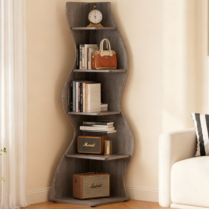 69.8" Industrial Luxe Bookshelf with Heavy-Duty Metal Frame, Premium High-End Furniture, Gray