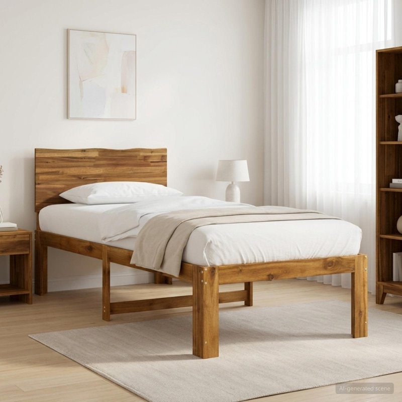 Solid Wood Bed Frame, Single (3'), Natural