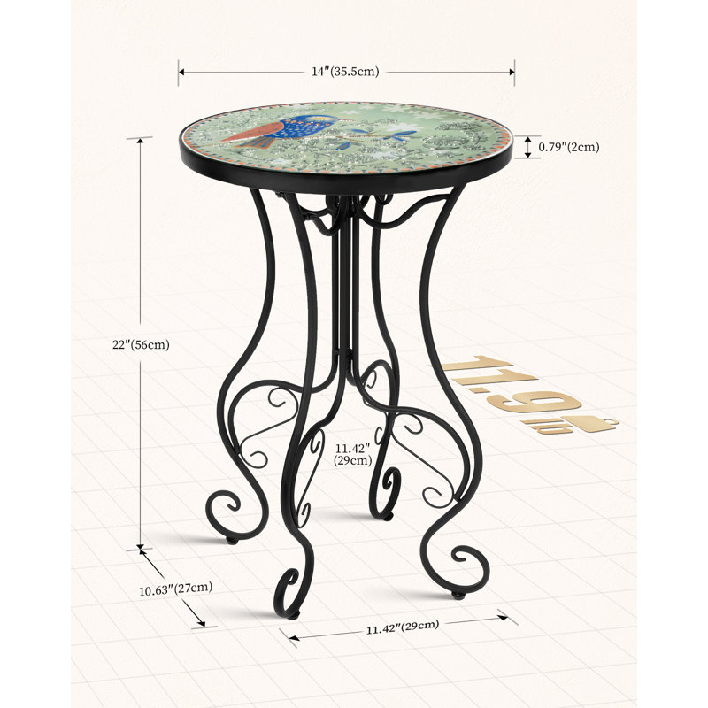 Table d'appoint ronde ronde 14 po