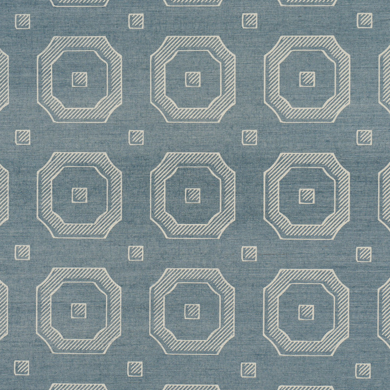 Beveled Frame Sisal Wallpaper, Denim
