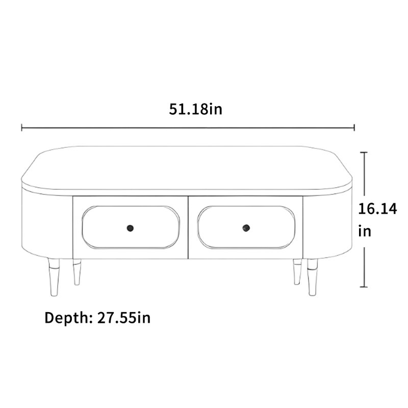 Table basse ovale de style crème, H 16,14 po x L 51,18 po x l 27,55 po