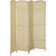Paravent 4 panneaux pliable tissé à la main avec plateau arqué, polypropylène pour l'intimité, structure en bois de pin, beige, à utiliser dans la chambre à coucher ou le bureau