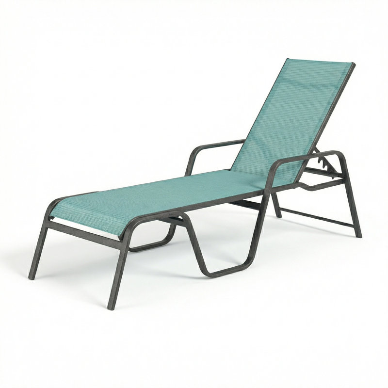 Chaise, Dupione Aquamarine Sling/Anthracite