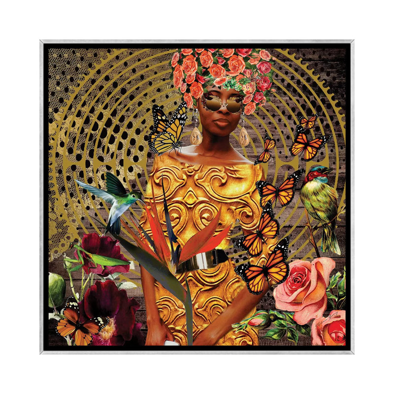 «Beautiful Butterfly» par Yvonne Coleman Burney - impression d'art graphique, Toile avec cadre argenté, Aucun mat