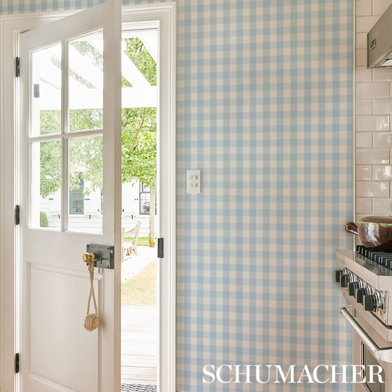 Willa Check Small Wallpaper, Chambray