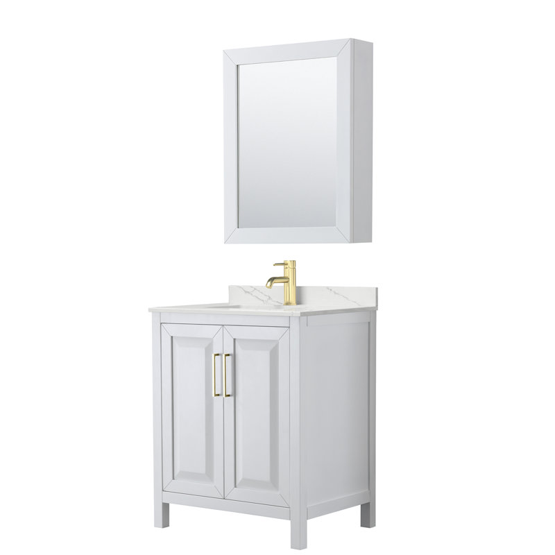 Daria 30'' W Vanity, Giotto Quartz, White, Brushed Gold