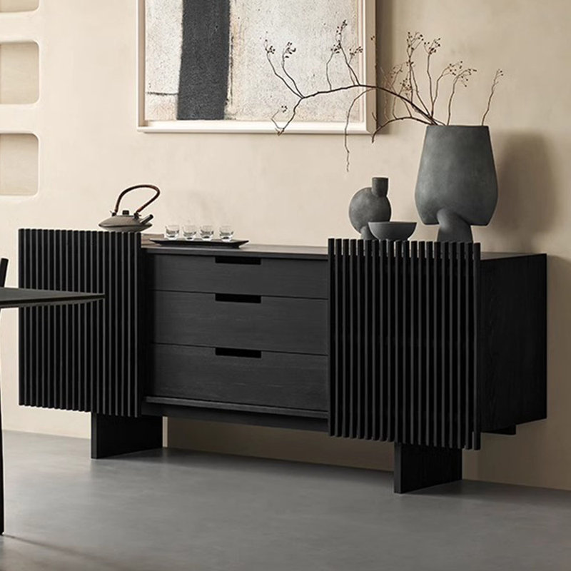 Armoire décorative en bois massif, Noir, noir, noir, noir