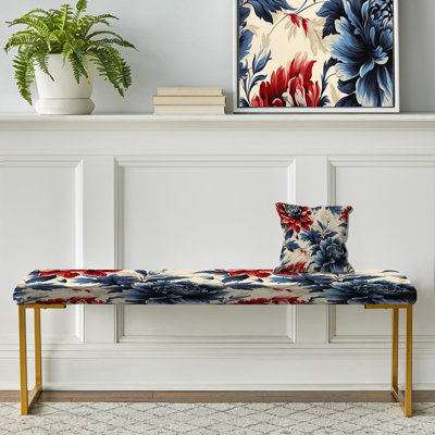 Banc damassé rouge et bleu damassé rouge et bleue