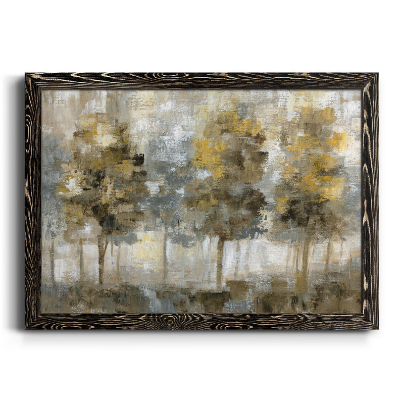Linen Trees - Peinture sur toile encadrée, Toile avec cadre noir, H 37,5 po x l 27,5 po x P 1,5 po