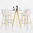 3 Piece Pub Table and Velvet Fabric Pedestal Bar Stool Dining Set (Set of 3)-1305968217-1277809732