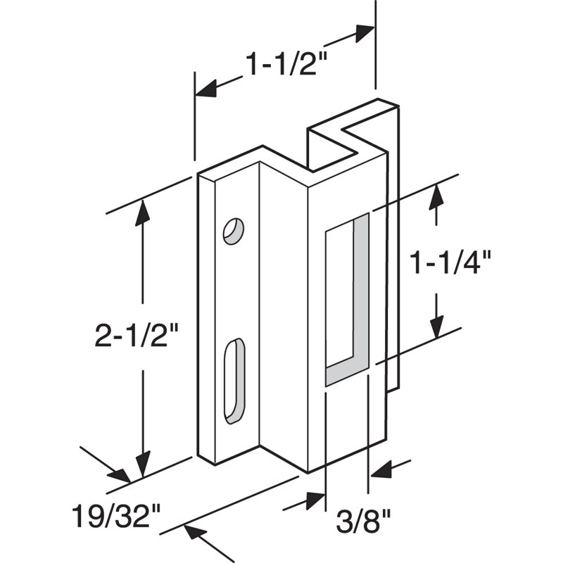 Extruded Aluminum Sliding Door Keeper for Hook Style Latch, White (Single Pack)