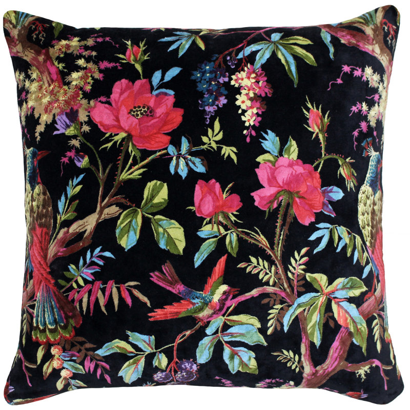 Palampur Floral Black Square Cushion