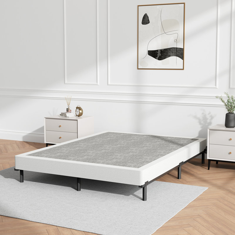 Sommier tapissier à profil bas de 5 pouces avec base de matelas en tissu facile à assembler, Grand lit
