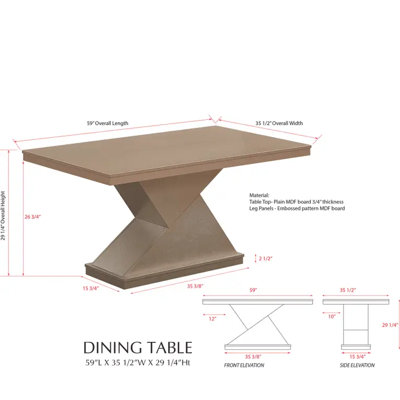 Rachmiel 59" Rectangular Pedestal Dining Room Table