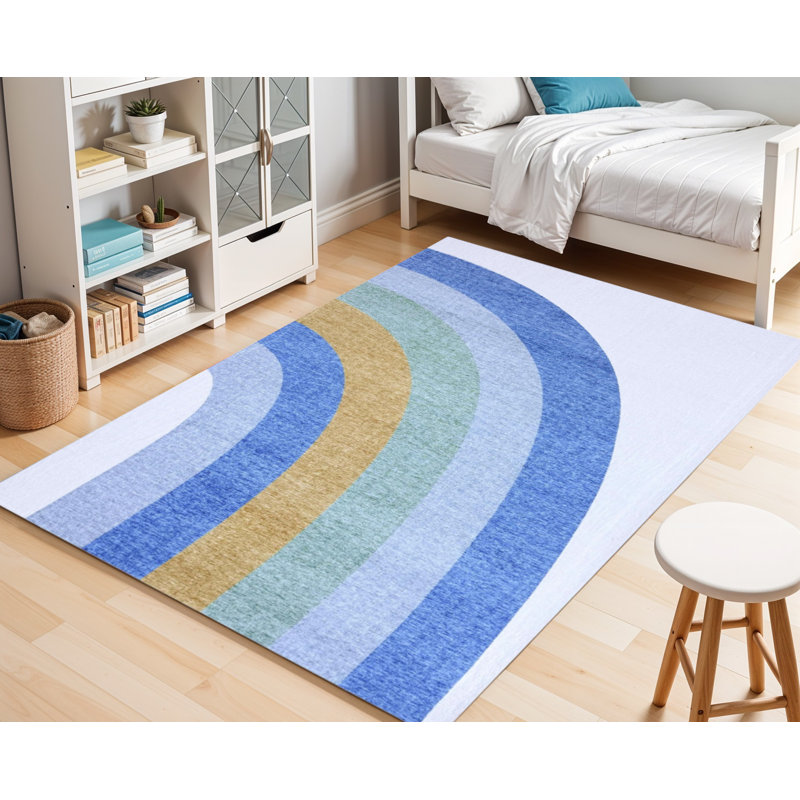 Tapis juvénile arc-en-ciel 7 pi x 10 pi bleu juvénile