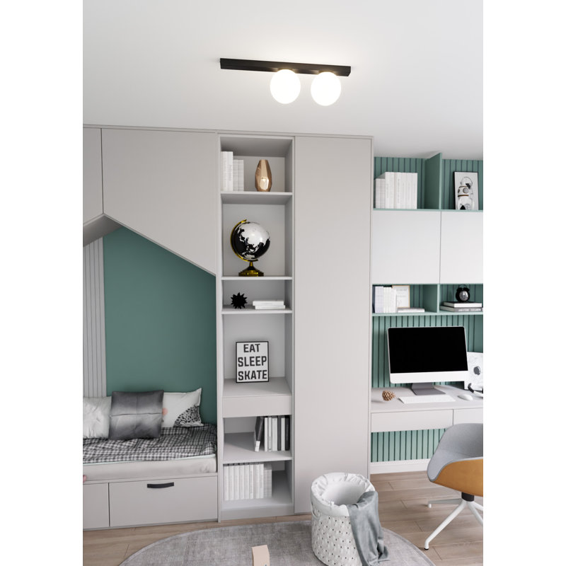 Glass Flush Mount, 21cm H x 50cm W x 20cm D, White