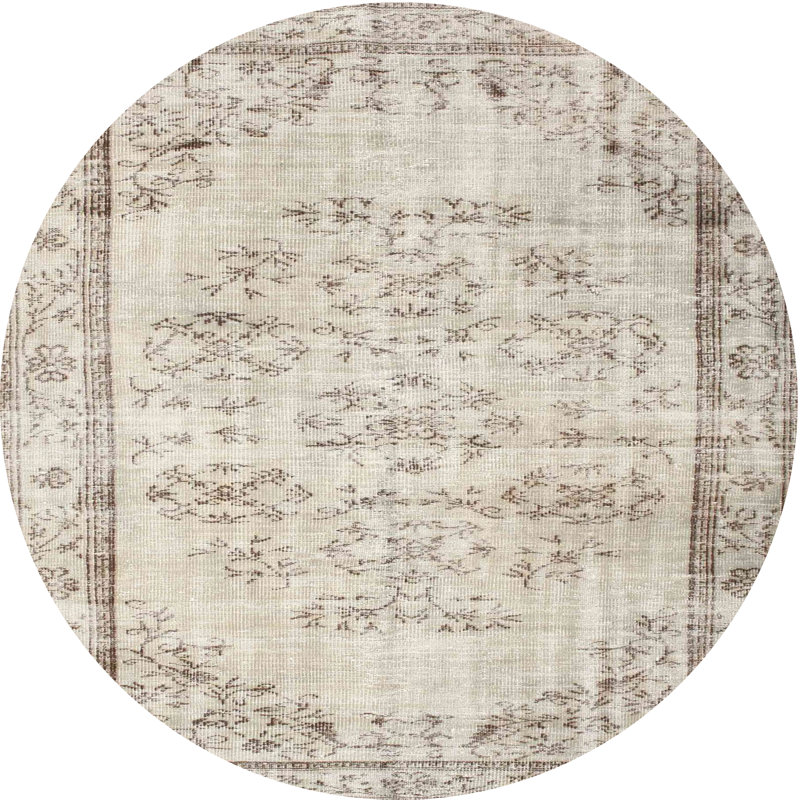 Surface beige contemporaine tapis, Rond 7 pi