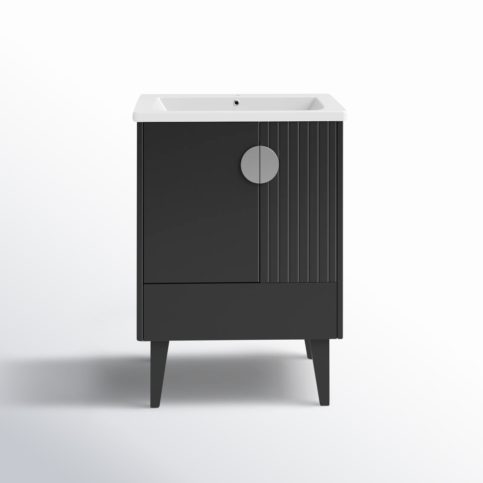 Saimah 24'' Single Bathroom Vanity, Polished Chrome, Black