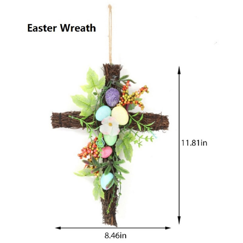 Couronne d'œuf de Pâques coloré avec des feuilles artificielles et des baies