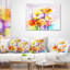 Coussin décoratif avec imprimé floral jaune et rose Gerbera