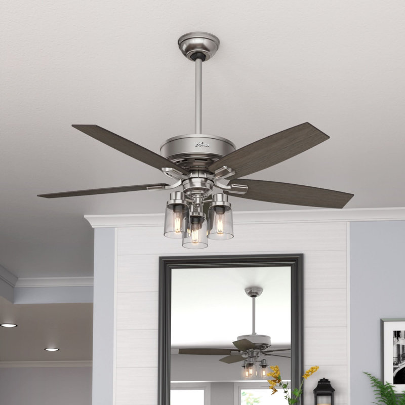 Bennett 52" 5 - Blade Standard Ceiling Fan With Lights, Brushed Nickel