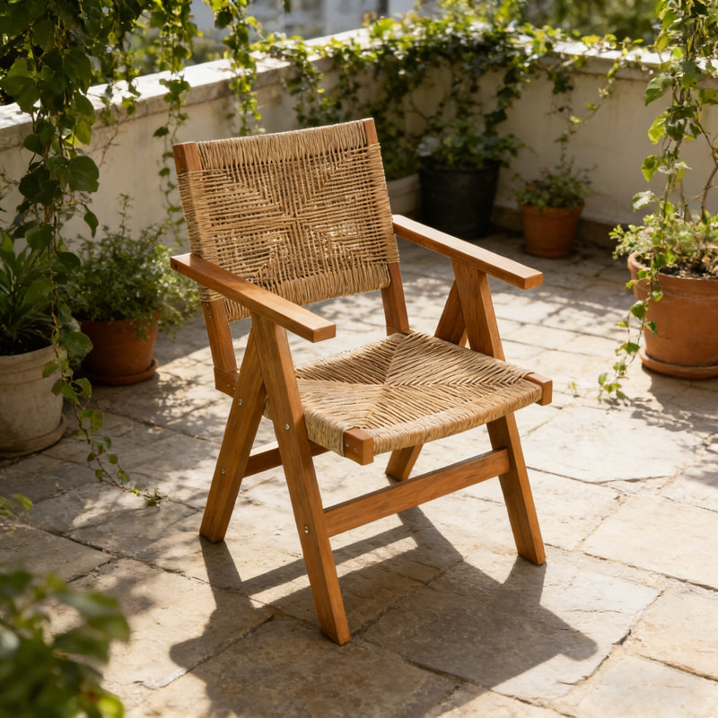 All-Season Teak Color Outdoor Lounge Chair: Sturdy HIPS Material Construction Equipped With 304 Stainless Steel Accessories – Weather-Resistant, Durable Design Ideal For Gardens