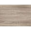 Table console demi-lune en panneaux de particules taupe avec plateau biseauté - Idéale pour une chambre ou une entrée. Finition stratifiée, panneau épais, pieds fuselés, plateau et espace de rangement supplémentaire.