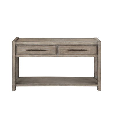 Modern 54" White Oak Desk, No Assembly, Two Drawers And One Shelf, Transitional Style 54 Inch Rectangular With Wood Grain Top