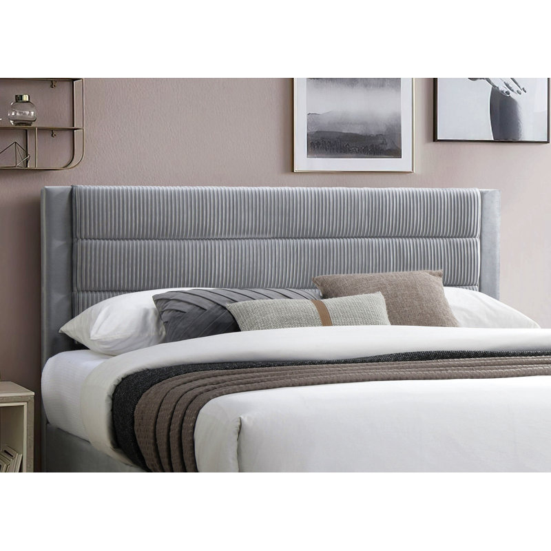 Cadre de lit tête de lit en velours côtelé de luxe, Gris