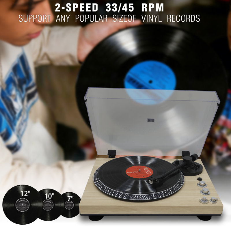 Tourne-disque à courroie CrosAudio Vintage avec sortie Bluetooth et cartouche AT-3600L