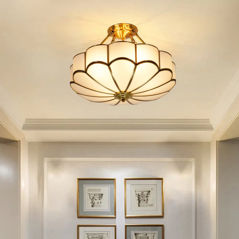 4 Light Dimmable 18.5 '' Urn / Bowl Semi Flush Ceiling Light