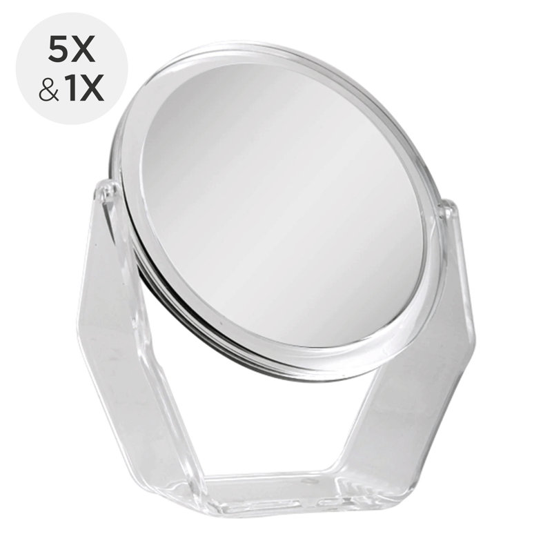 Miroir de salle de bain pivotant en acrylique double face, 5X / 1X