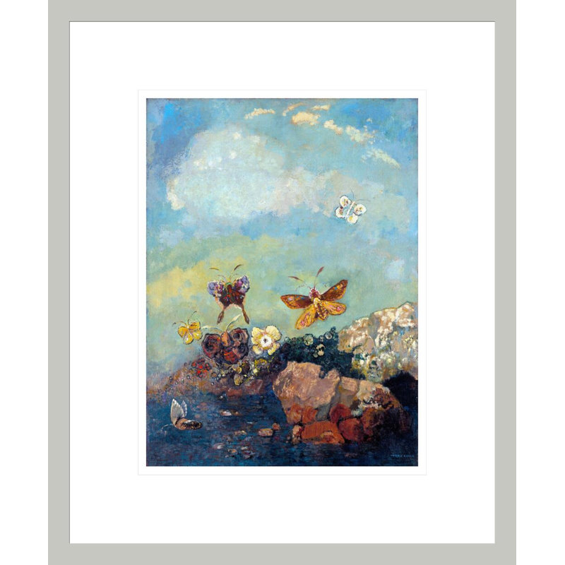 «Butterflies» par Odilon Redon, impression giclée sur cadre, H 16,58 po x l 13,75 po