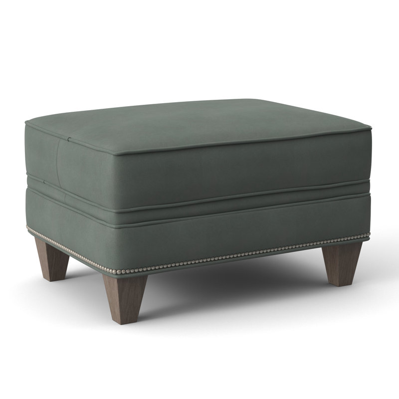 Taraval Ottoman, Rio Mineral Genuine Leather, Stone, Pewter