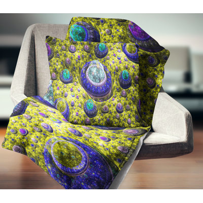 Planète exotique Fractal - coussin imprimé abstrait