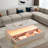 Modern Rectangular Coffee Table With Led Lights, 2 Drawers And Open Storage Shelf-1417891140