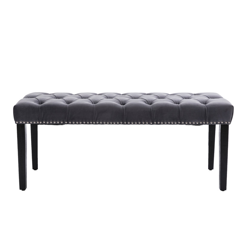 Dark Gray Velvet Bench, Footrest Stool, 330 Lbs Weight Capacity, Suitable For Bedroom, Entryway, Hallway Living Room,