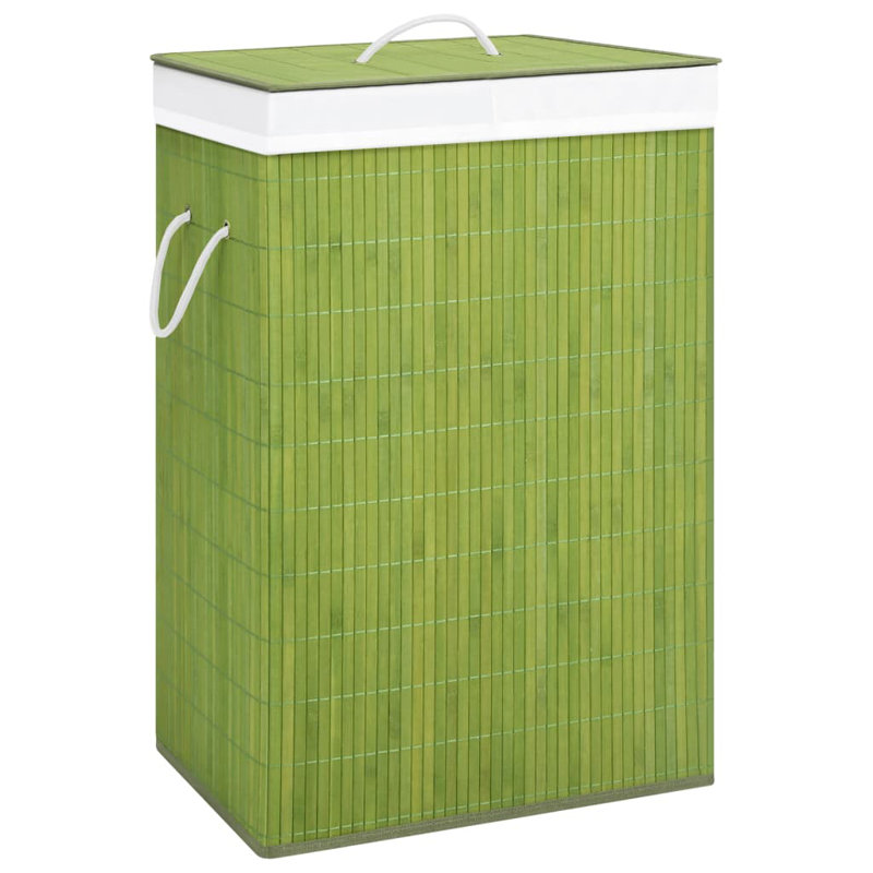 Bamboo Laundry Basket, White, Small (60 cm x 40 cm x 30 cm)