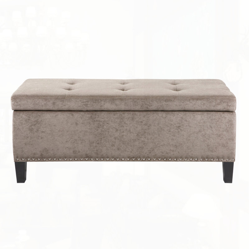 Banc de rangement capitonné à fermeture douce, Taupe
