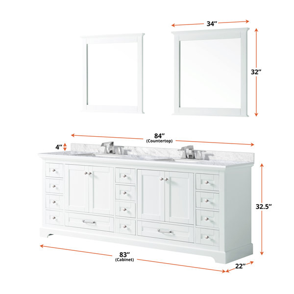 Red Barrel Studio® Dukes 84 in. W x 22 in. D Double Bath Vanity, White  Quartz Top, and 34 in. Mirrors & Reviews - Wayfair Canada