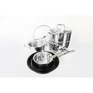 Oster 9-Piece Ceramic Cocina San Jacinto Speckled White Cookware Set 