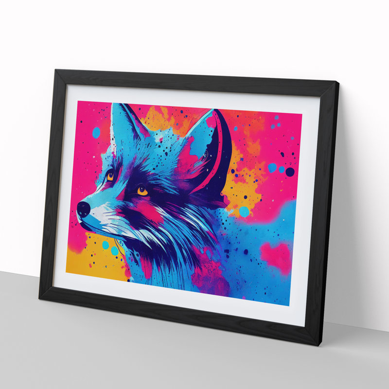 Fox Splatter Vol.5 Abstract - Single Picture Frame Print, Black, 25cm H x 34cm W x 2cm D