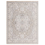 Clover Oriental Area Rug in Green / Light Grey