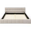 Lit tapissier beige grand avec matériau chenille et structure stable, sans sommier pour la structure de la chambre à coucher, fabrication en tissu confortable, nécessaire-932909581