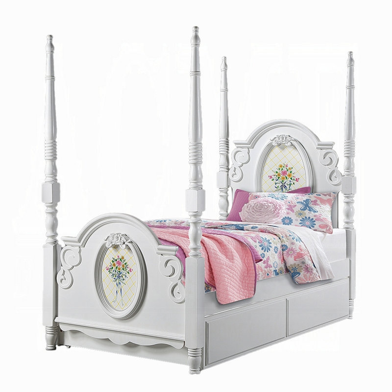 Lit princesse Auri 4, tête de lit Classic Arch, blanc, Simple