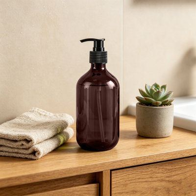 Bouteille d'eau 500 ml Distributeur de savon moussant Bouteille ronde en mousse PET pour shampooing Lotion pour le corps Récipient en plastique réutilisable pour salle de bain
