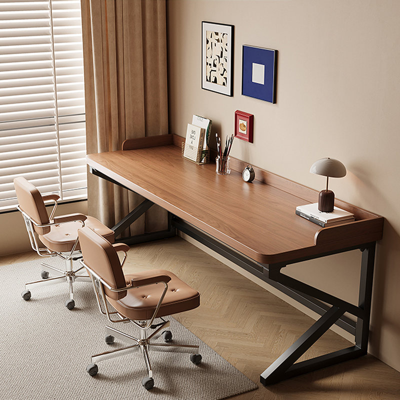 Bureau rectangulaire en bois massif brun clair, Marron clair, H 29,53 po x l 86,61 po x P 31,5 po