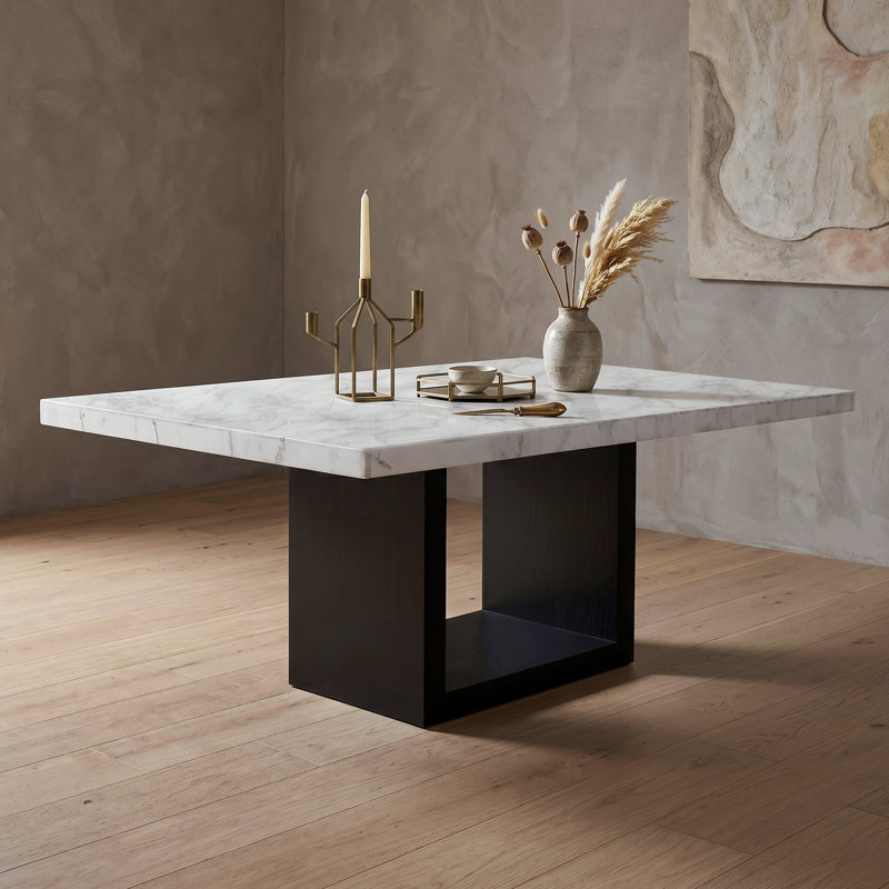 Perrinton 70"W Genuine Marble Top Dining Table